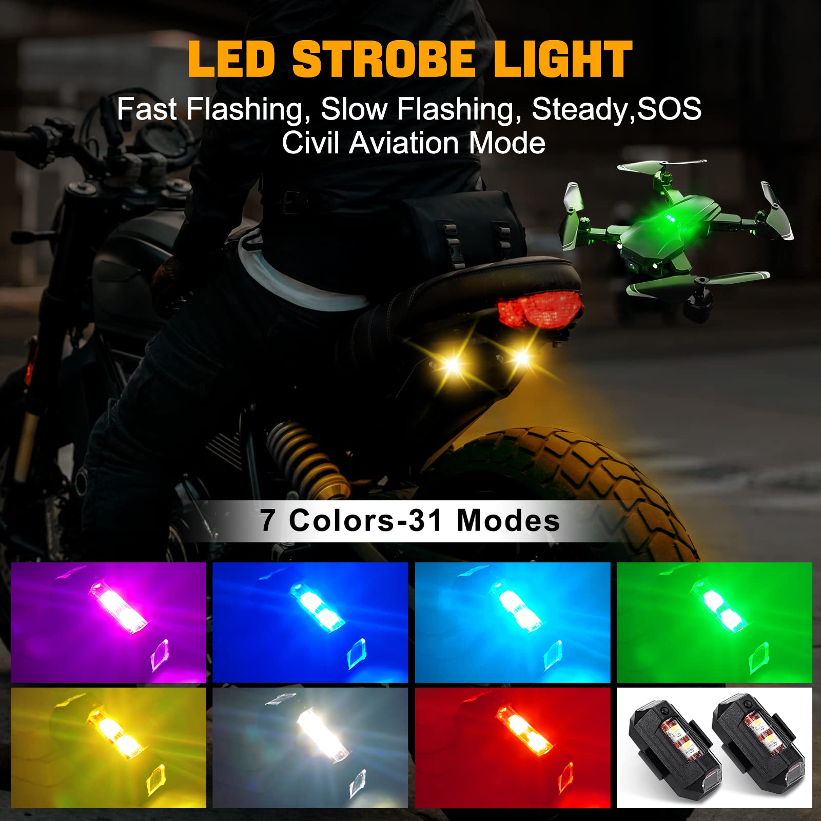 Drone Strobe Light - Lampu Sepeda Motor Drone Lampu Strobo
