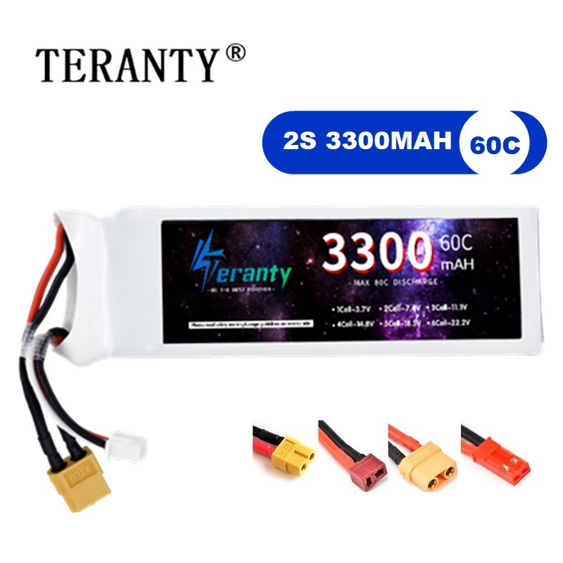 Drone Battery Adapter - 2S 7.4V baterai LiPo 3300mAh 60C