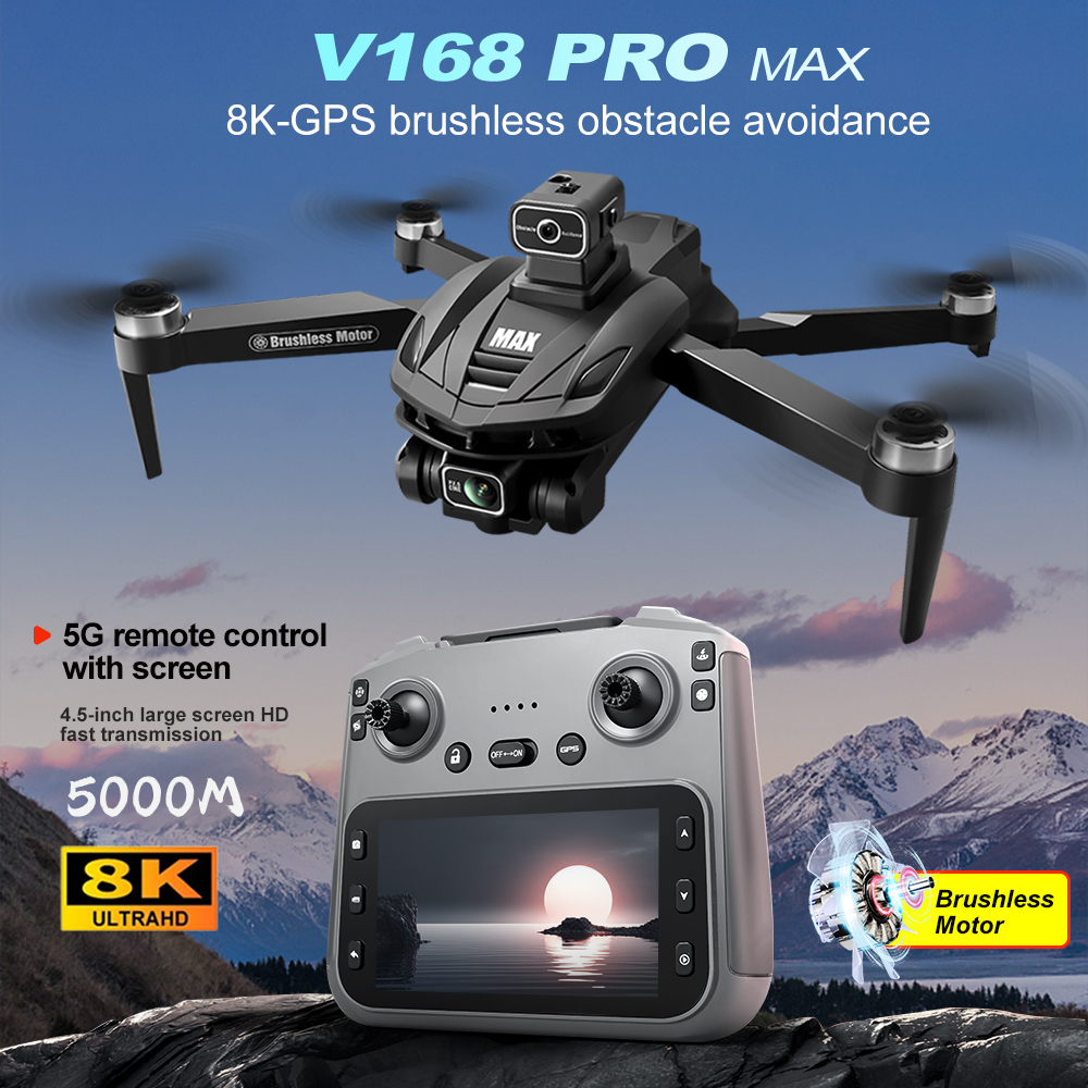 V168 PRO Max GPS Drone 8K Prof - Drone Controller Screen ulasan dan harga