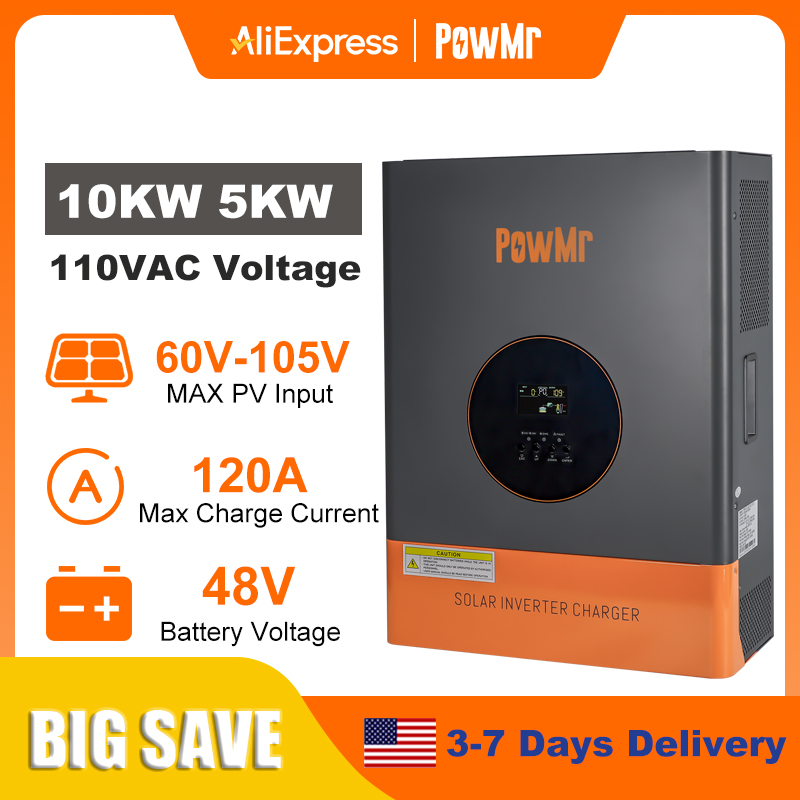 PowMr 10KW 5KW Inverter Fase T - Drone Solar Charger ulasan dan harga